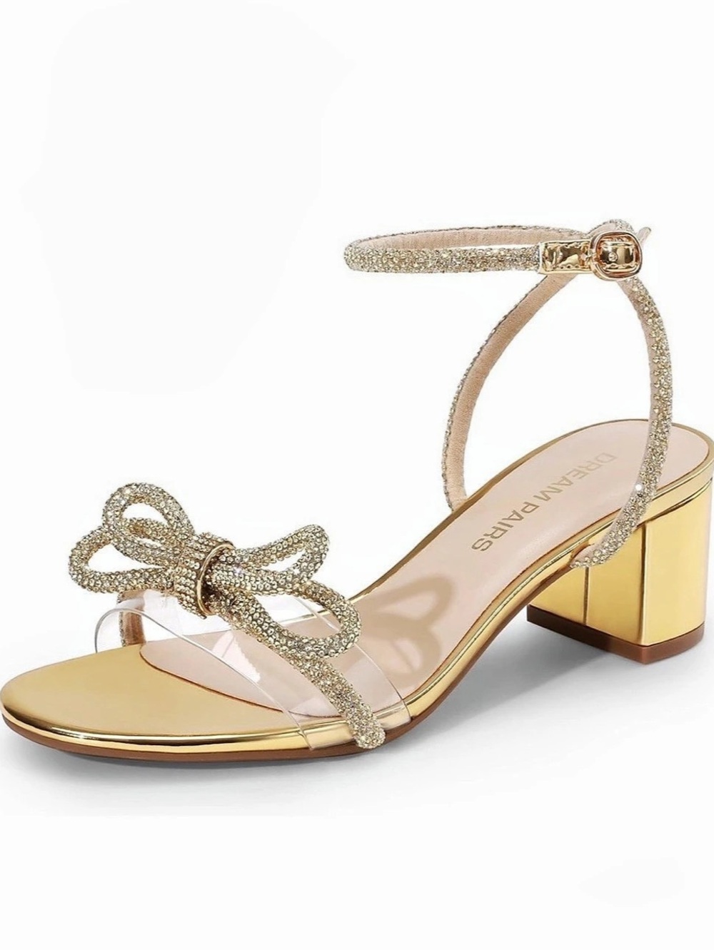 DREAM PAIRS Gold Heeled Sandals US 8